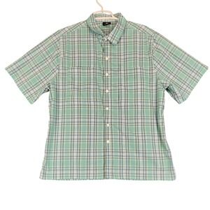 SCOTTeVEST‎ Plaid Short Sleeve Button Down Shirt Mens Medium Hidden Zipper
